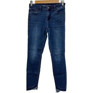 Old Navy Rockstar Skinny Stretch Women Blue Denim Raw‎ Hem Jeans Size 2